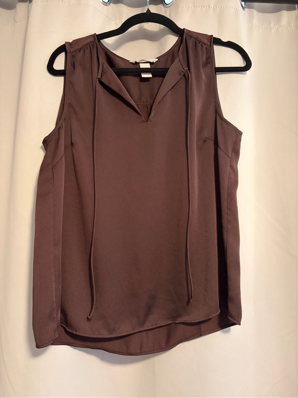 H&M Brown Sleeveless V-Neck Tie-Detail Camisole